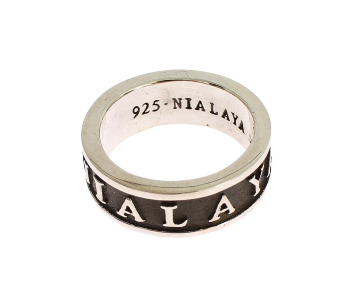 Nialaya Elegant Silver and Black Men's Sterling Ring