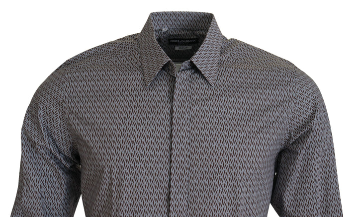 Dolce & Gabbana Gray Brown GOLD Slim Fit Dress Formal Shirt