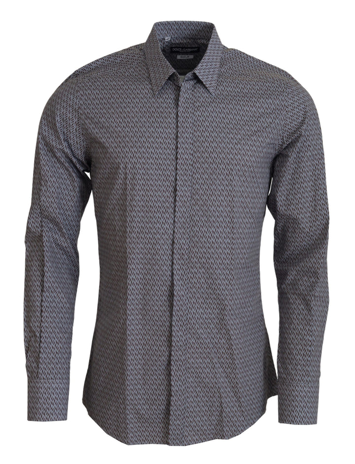 Dolce & Gabbana Gray Brown GOLD Slim Fit Dress Formal Shirt