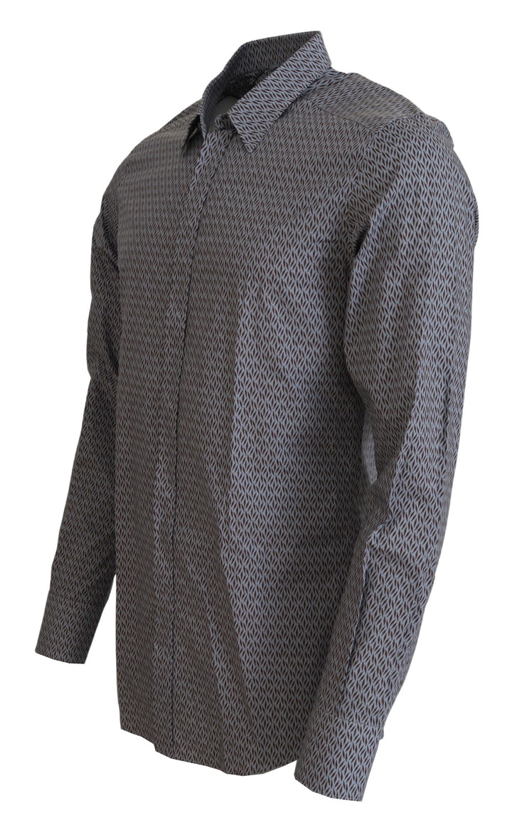 Dolce & Gabbana Gray Brown GOLD Slim Fit Dress Formal Shirt