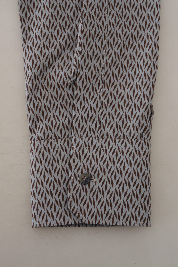 Dolce & Gabbana Gray Brown GOLD Slim Fit Dress Formal Shirt