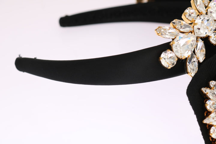 Dolce & Gabbana Black Crystal White Hair Parrucchiera Headband Diadem