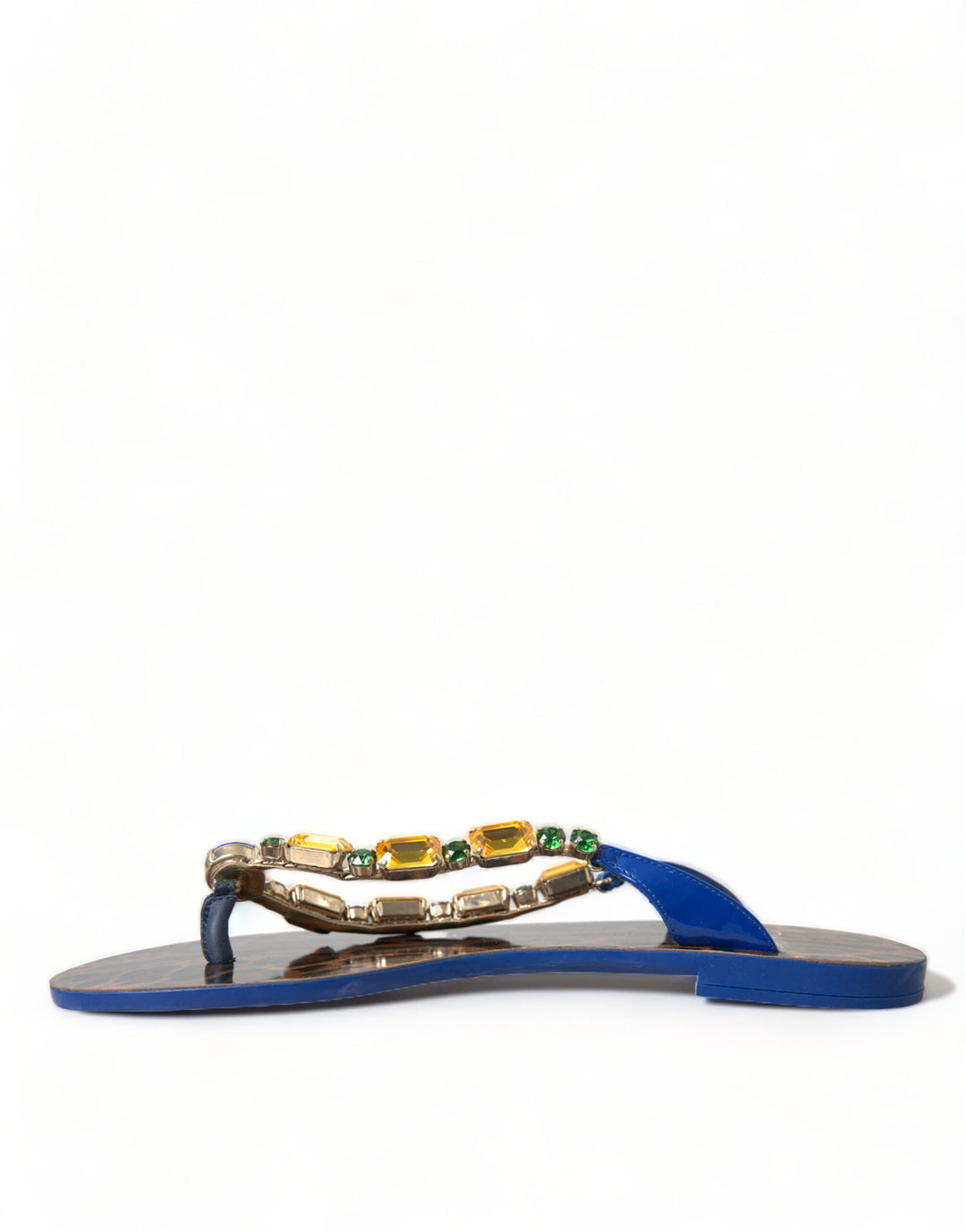 Dolce & Gabbana Blue Crystals Flats Sandals Beachwear Shoes