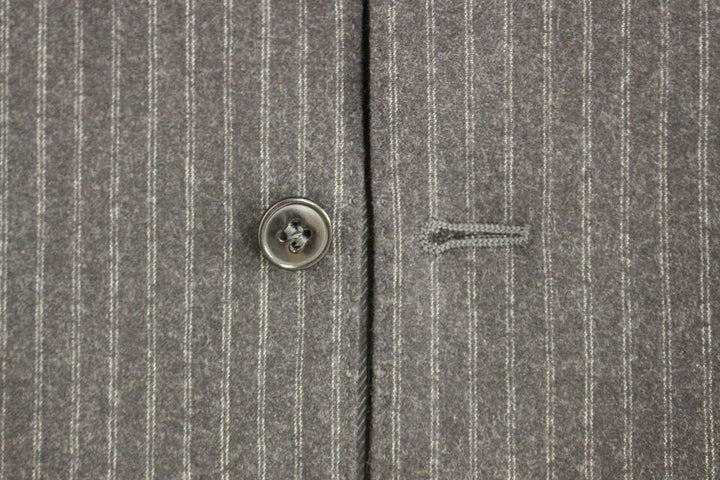 Dolce & Gabbana Gray Striped Wool Single Breasted Vest