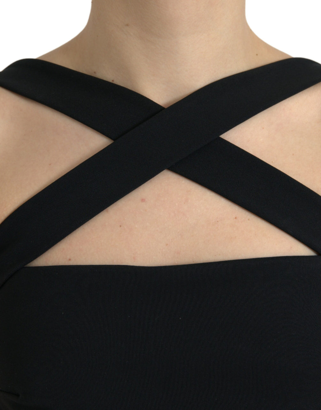 Dolce & Gabbana Black Sheath Halter Sleeveless Midi Dress