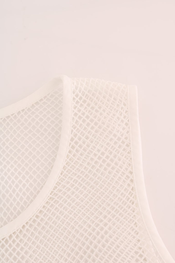 Dolce & Gabbana White Net Tank Transparent Top