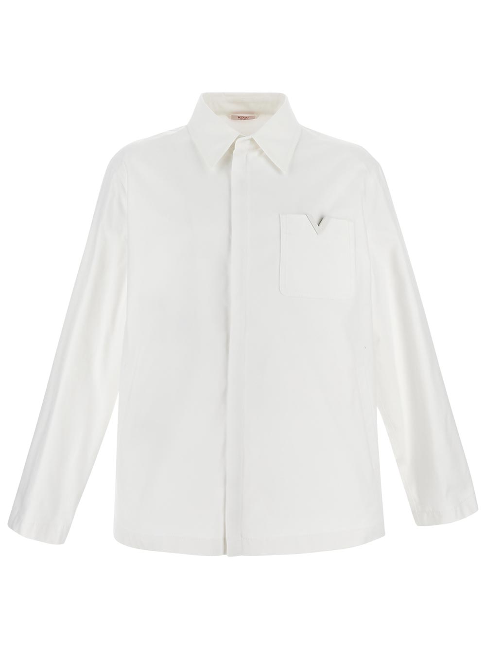 Valentino Stretch Cotton Canvas Jacket With Rubberized V Detail