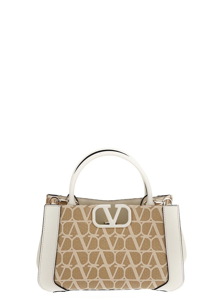 Valentino Garavani Toile Iconographe Small Raffia Shopping Bag