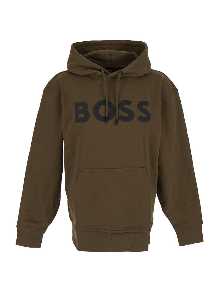 Boss Logo-Print Hoodie In French-Terry Cotton