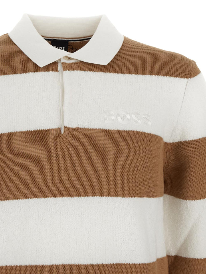 Boss Mock-Neck Sweater In A Wool Blend