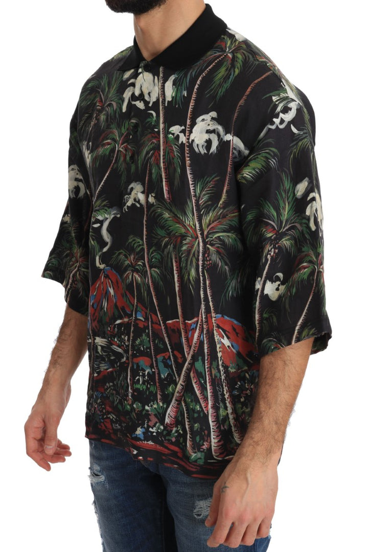 Dolce & Gabbana Black Volcano Sicily Short Sleeve T-Shirt