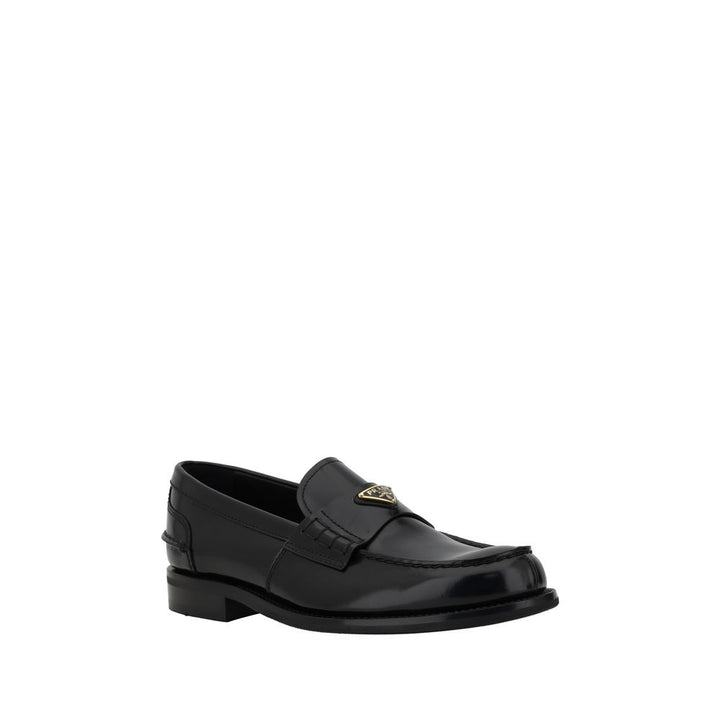 Prada Black Calf Leather Bos Taurus Slip-On Loafers