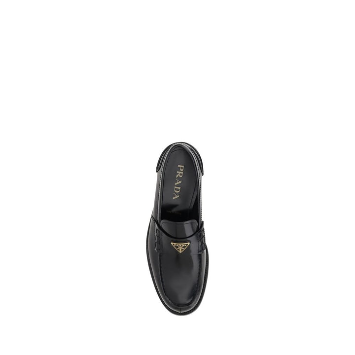 Prada Black Calf Leather Bos Taurus Slip-On Loafers