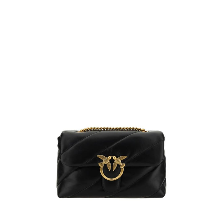 PINKO Black Calf Leather Bos Taurus Shoulder Bag