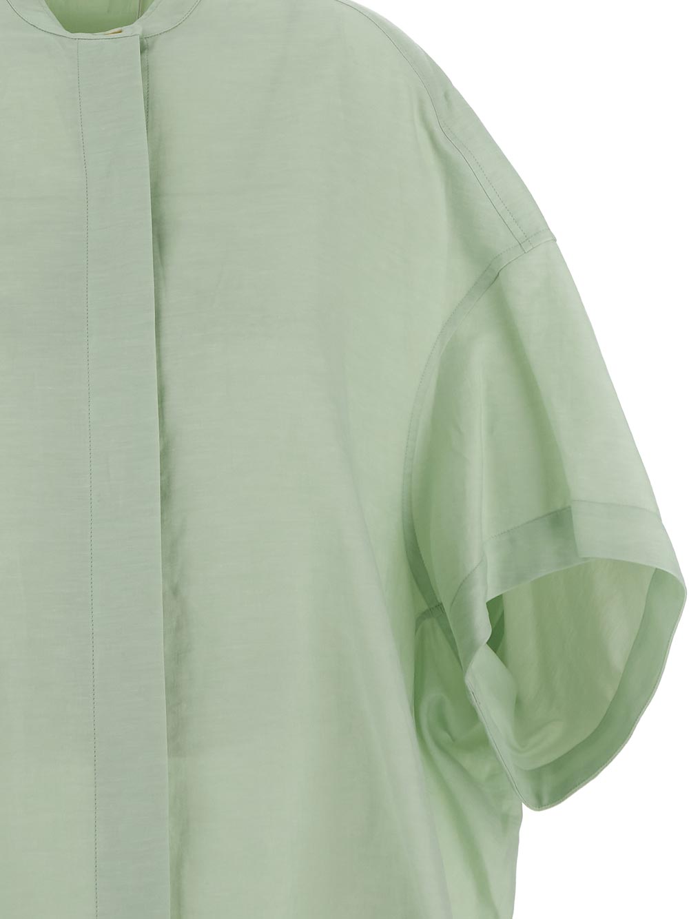 Stella Mccartney Linen-Cotton Oversized Collarless Shirt