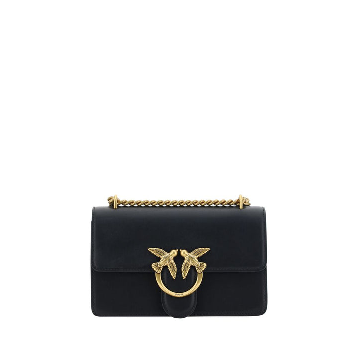 PINKO Black Calf Leather Bos Taurus Shoulder Bag