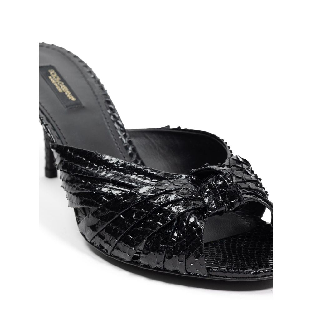 Dolce & Gabbana Black Snake Skin  Platform Sandals