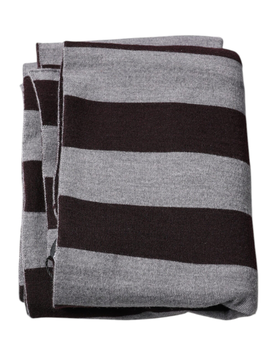 Dolce & Gabbana Black Gray Stripes Wool Neck Wrap Scarf