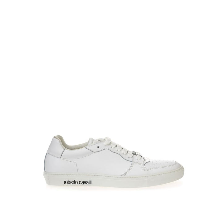 Roberto Cavalli White Leather Low Top Sneakers