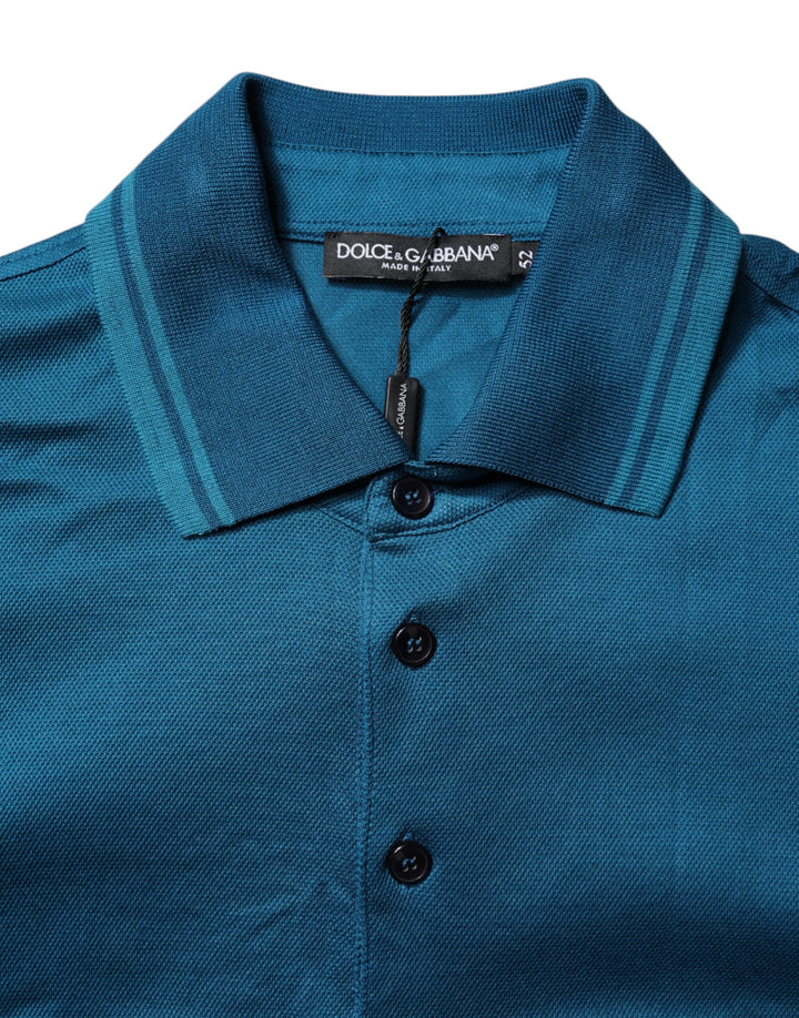 Dolce & Gabbana Blue Logo Cotton Men Polo Shirt T-shirt