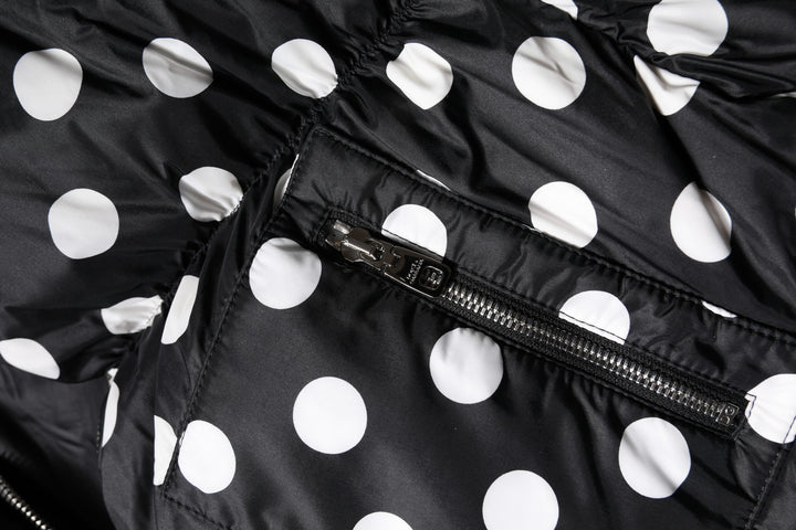 Dolce & Gabbana Black White Polka Dot Full Zip Puffer Jacket