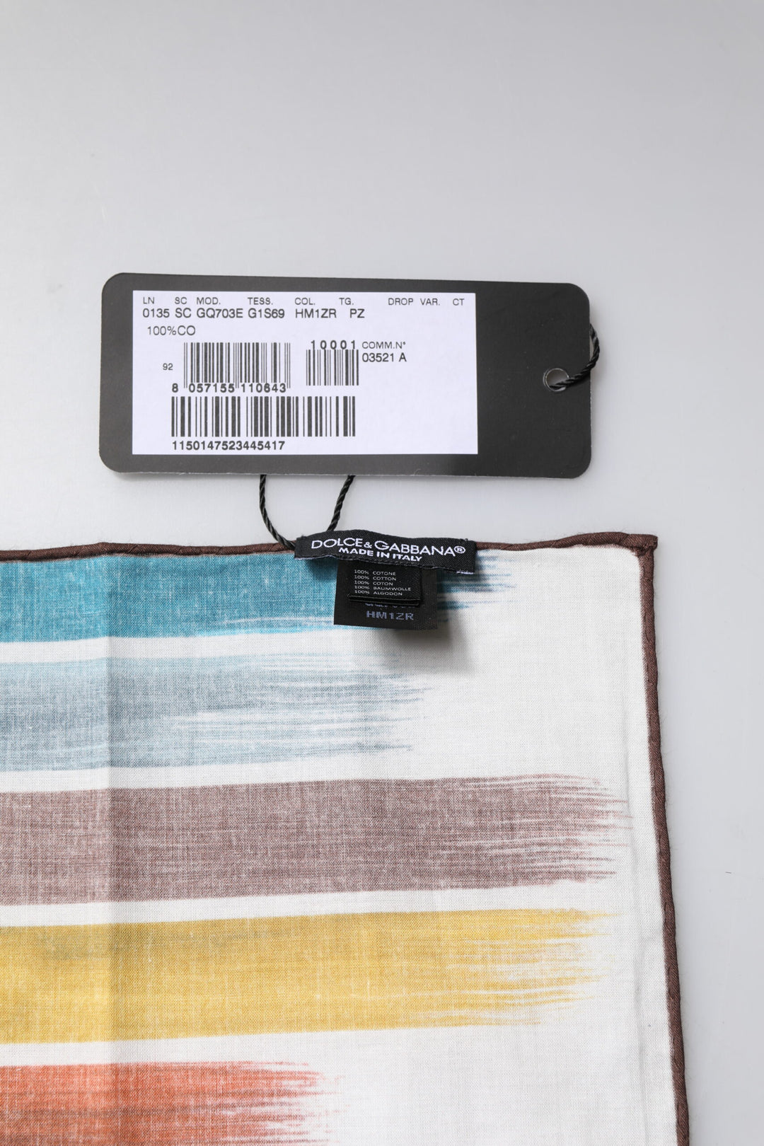 Dolce & Gabbana Multicolor Stripes Cotton Square Foulard Scarf