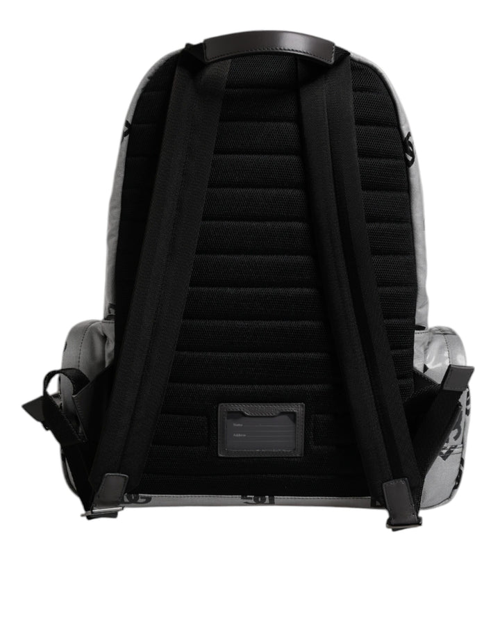 Dolce & Gabbana Polyester Gray Black DG Logo Plaque Backpack Bag