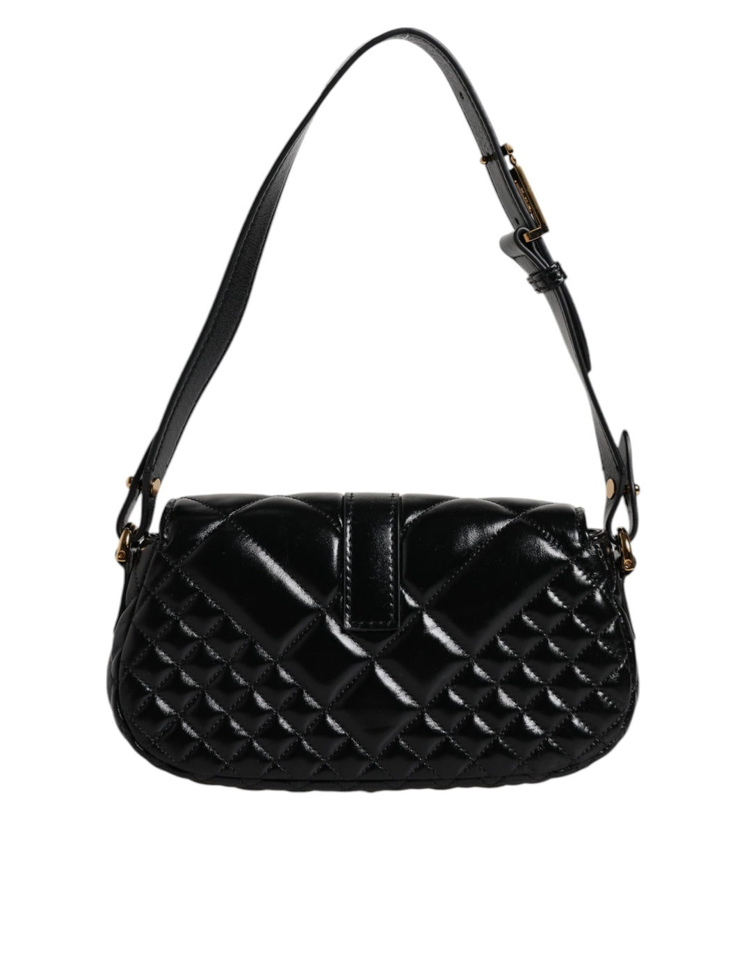 Versace Black Calf Leather Quilted Shoulder Strap Bag