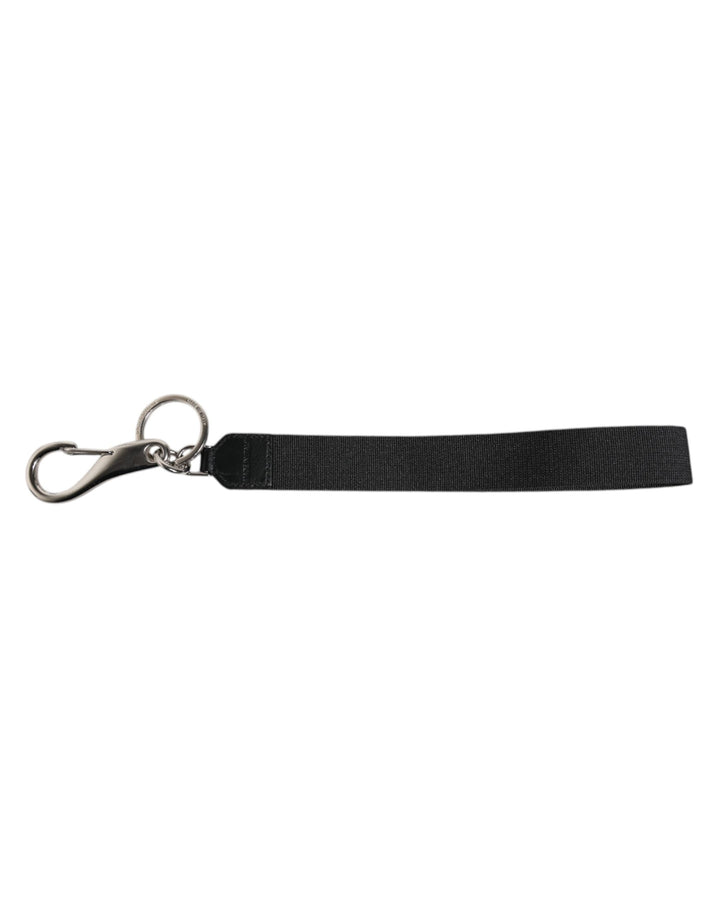 Dolce & Gabbana Black Nylon Logo DG Crown Men's Holder Keychain Keyring