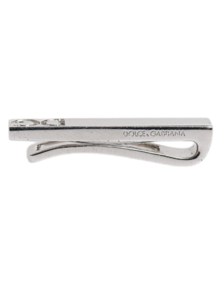 Dolce & Gabbana Silver Tone Brass Logo Branded Tie Clip Bar