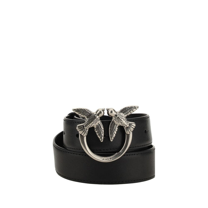 PINKO Black Calf Leather Bos Taurus Regular Belt