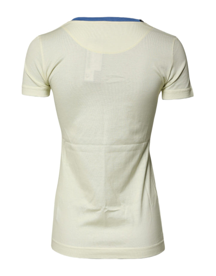 Dolce & Gabbana Light Yellow Cotton Short Sleeve T-shirt