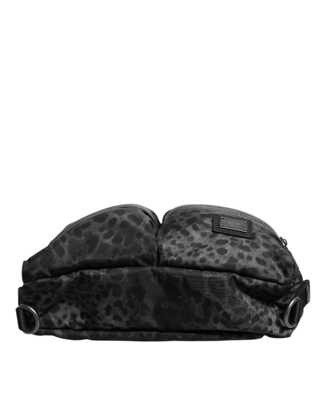 Dolce & Gabbana Black Gray Leopard DG Logo Belt Waist Fanny Pack Bag