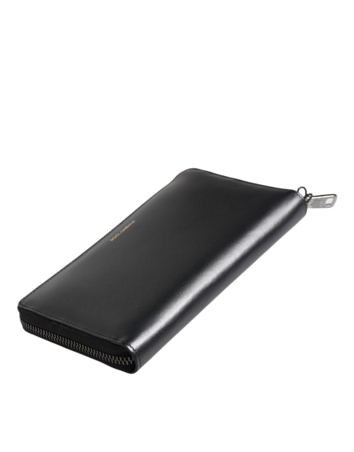 Dolce & Gabbana Black Blue Exotic Leather Embossed Continental Wallet