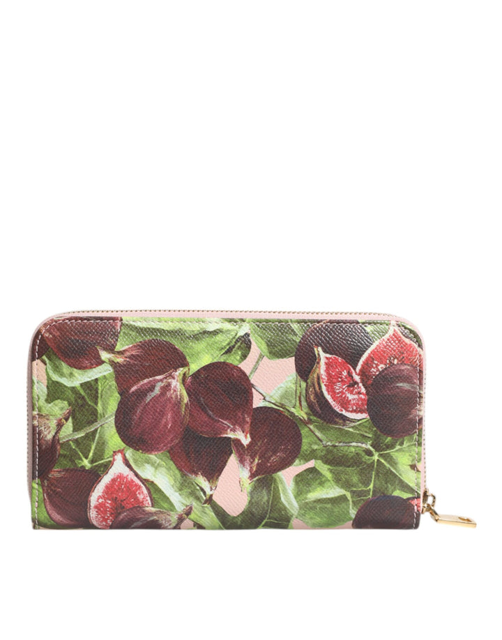 Dolce & Gabbana Multicolor Fig Fruit Dauphine Leather Zip Around Continental Wallet