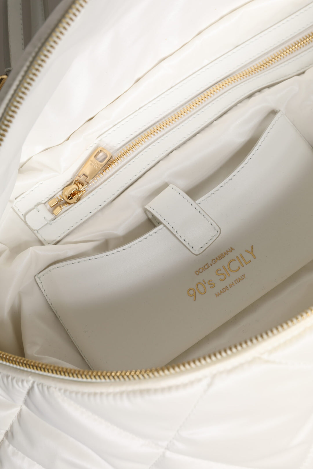 Dolce & Gabbana White Quilted Logo Plaque Belt Waist Fanny Pack Bag