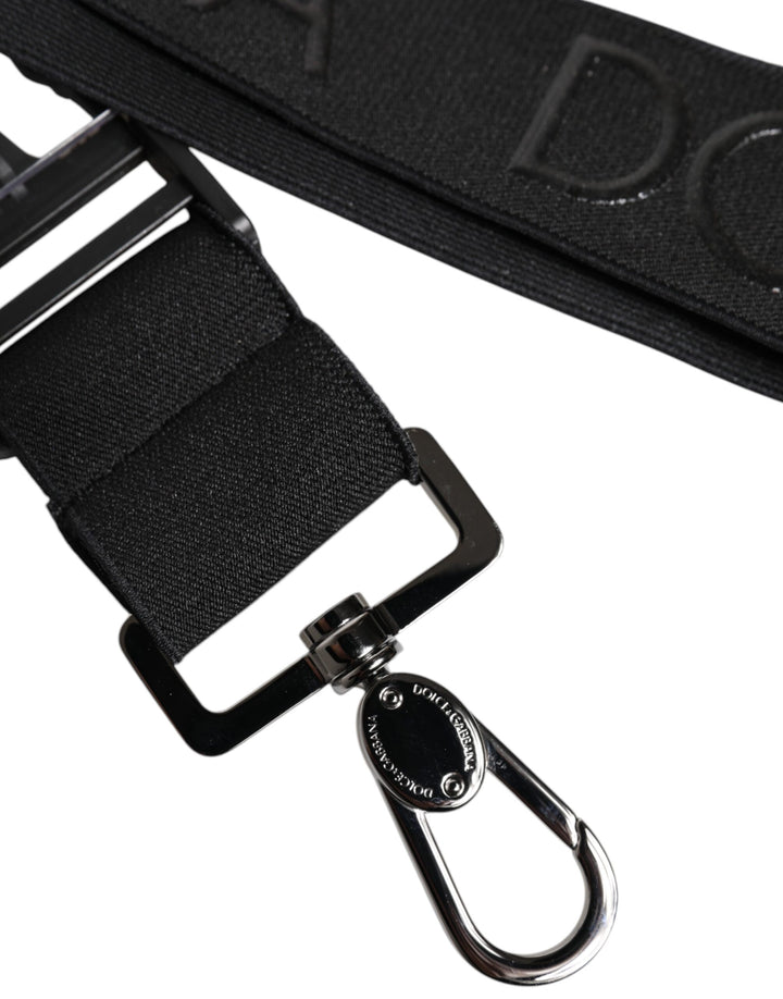 Dolce & Gabbana Black Stretch Polyester Rubberised DG Logo Keychain