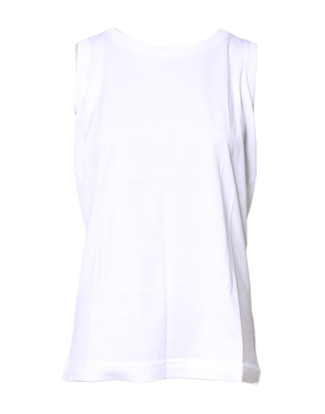 Dolce & Gabbana White Cotton Sleeveless Crew Neck T-shirt