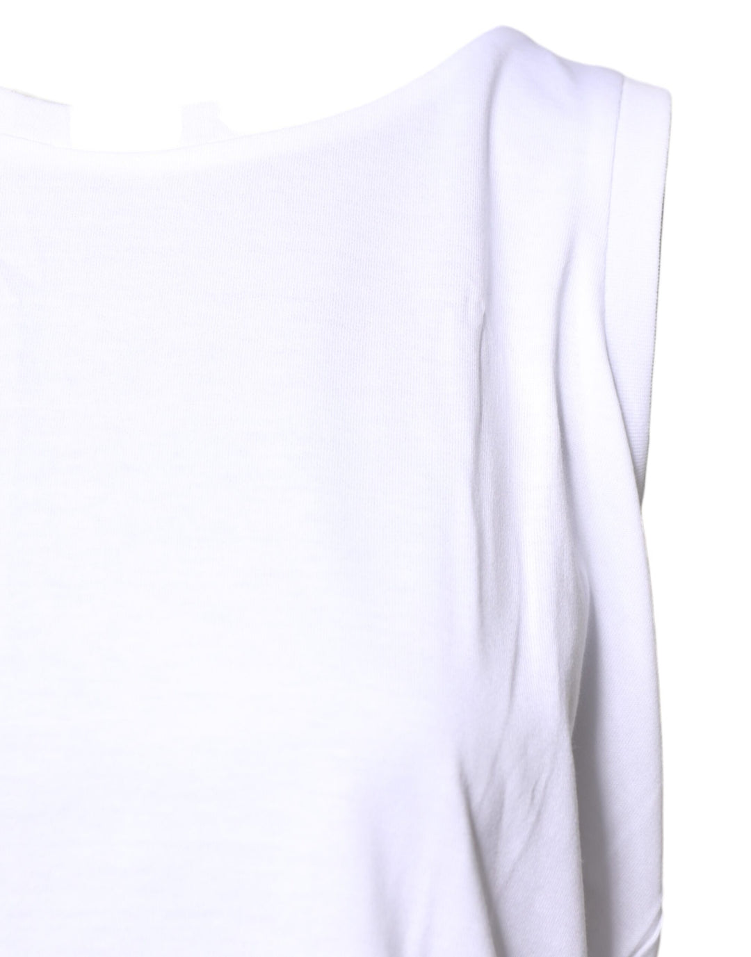 Dolce & Gabbana White Cotton Sleeveless Crew Neck T-shirt