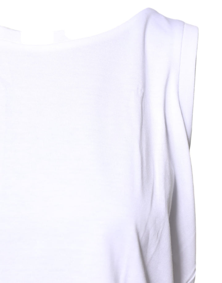 Dolce & Gabbana White Cotton Sleeveless Crew Neck T-shirt