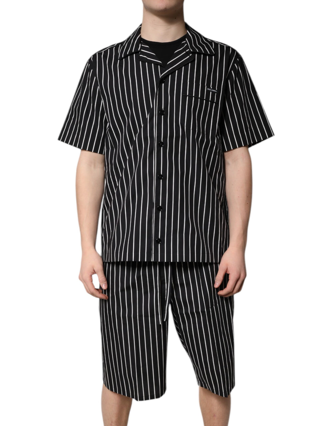Dolce & Gabbana Black White Stripes Cotton Men Pajama Set Sleepwear
