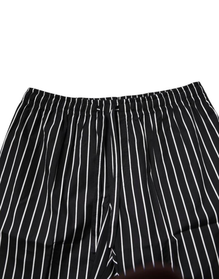 Dolce & Gabbana Black White Stripes Cotton Men Pajama Set Sleepwear