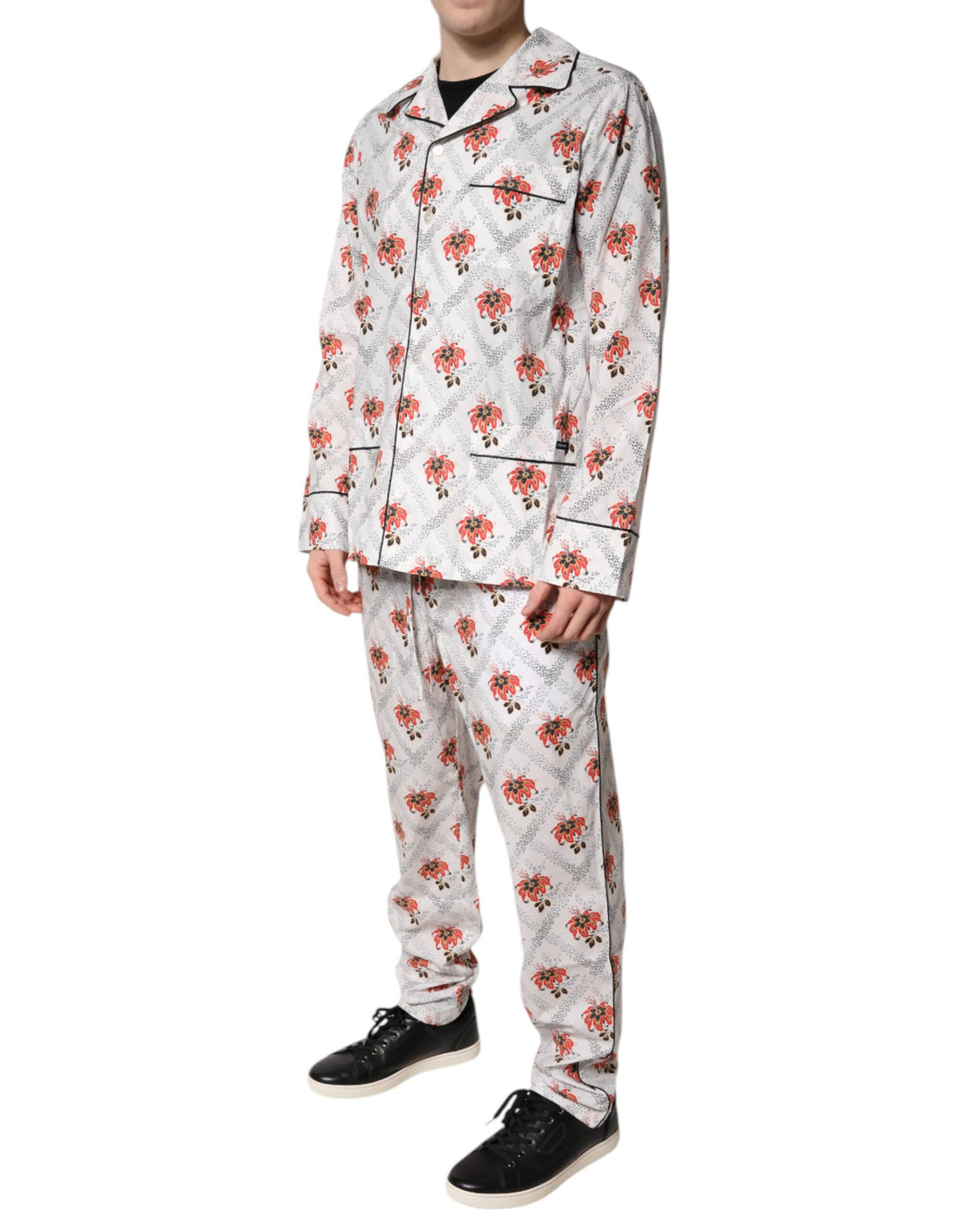 Dolce & Gabbana Multicolor Floral Print Cotton Pajama Set Sleepwear