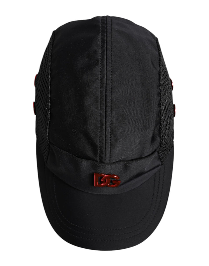 Dolce & Gabbana Black Nylon DG Logo 6 Panels Baseball Cap