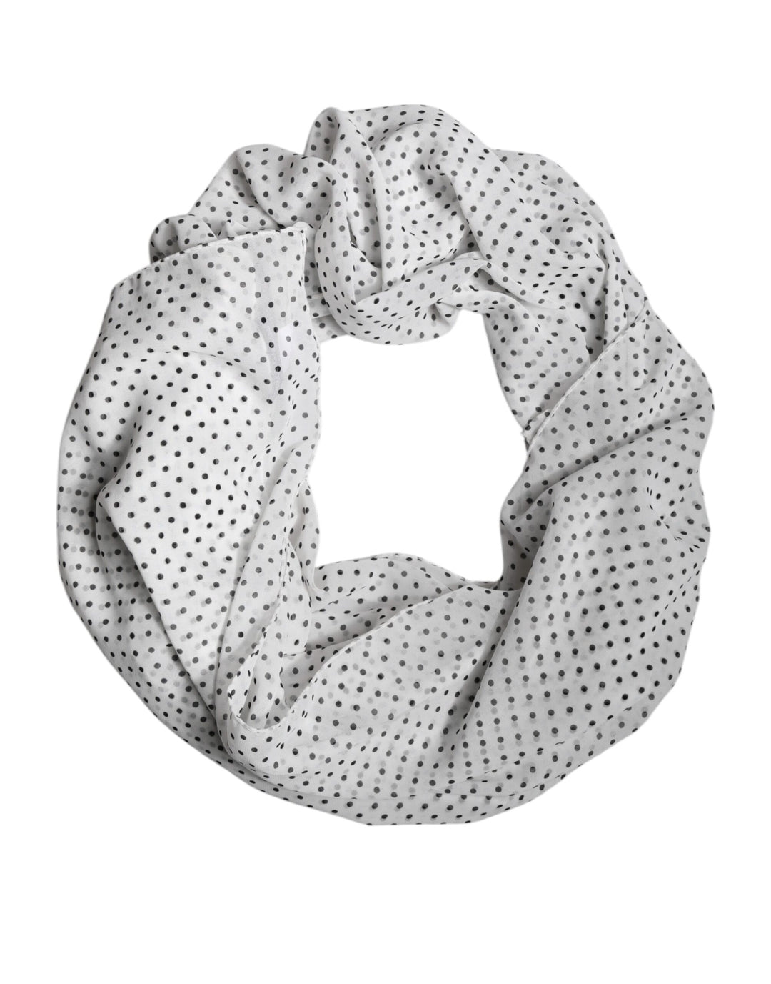 Dolce & Gabbana White Polka Dots Polyester Wrap Shawl Scarf