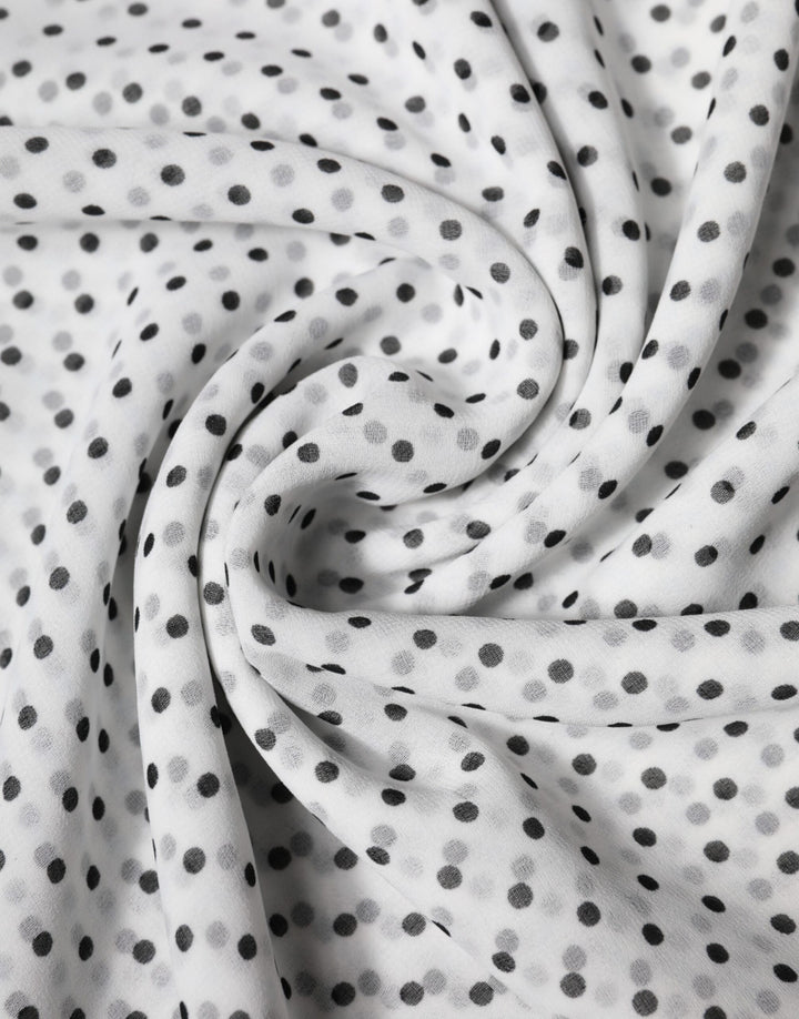 Dolce & Gabbana White Polka Dots Polyester Wrap Shawl Scarf