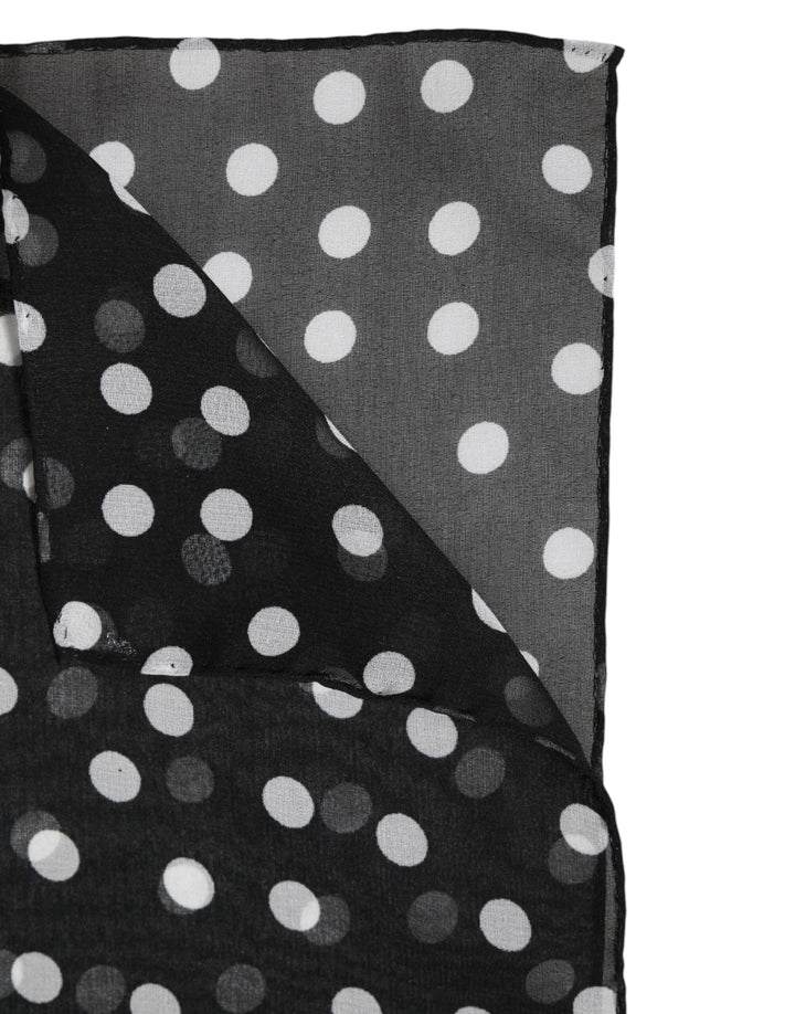 Dolce & Gabbana Black Polka Dots Polyester Wrap Shawl Scarf