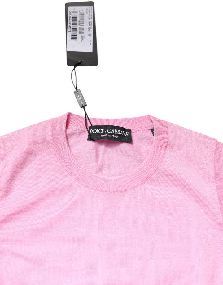 Dolce & Gabbana Pink Cashmere Round Neck Sleeveless Tank Top