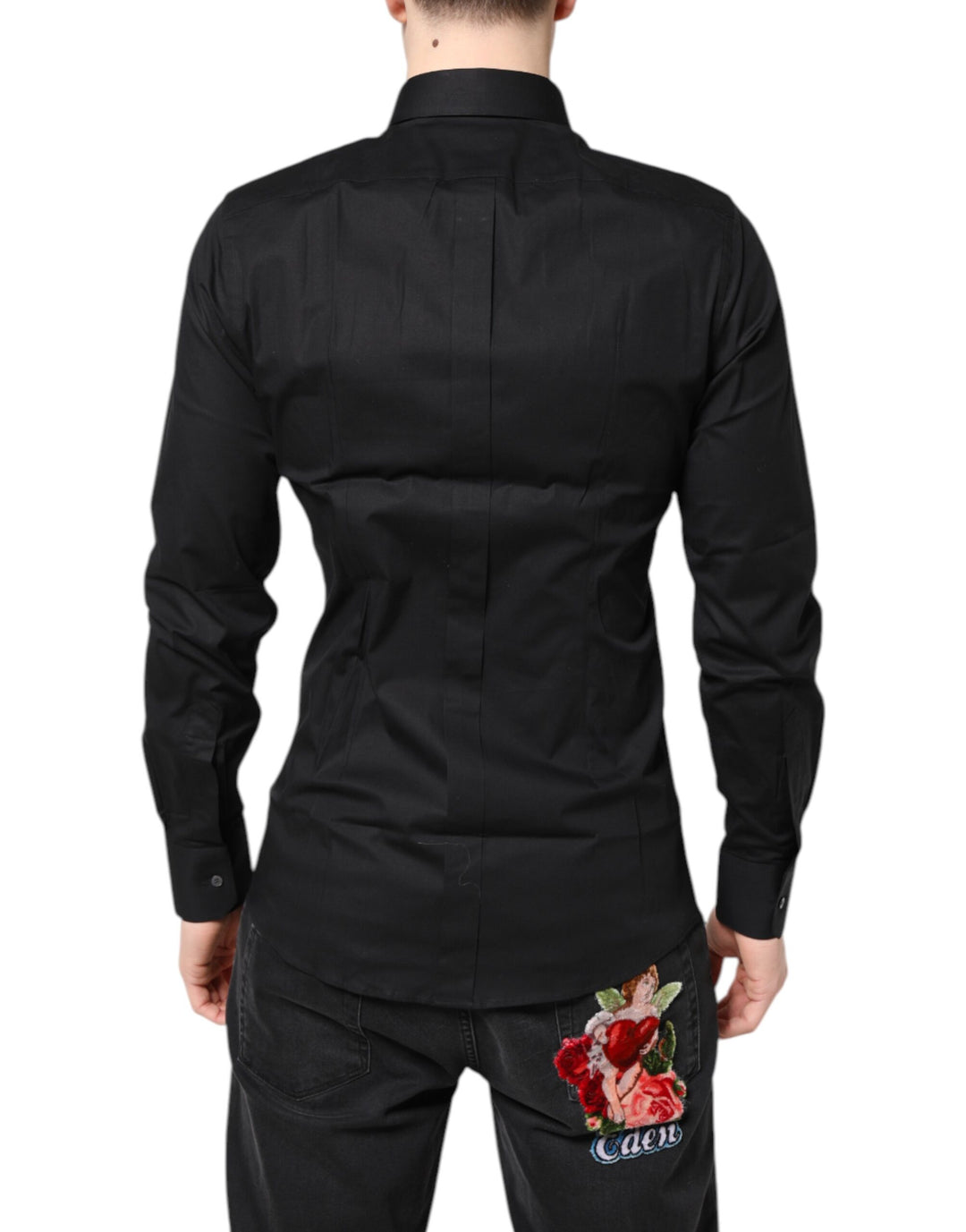 Dolce & Gabbana Black GOLD Cotton Long Sleeves Dress Shirt
