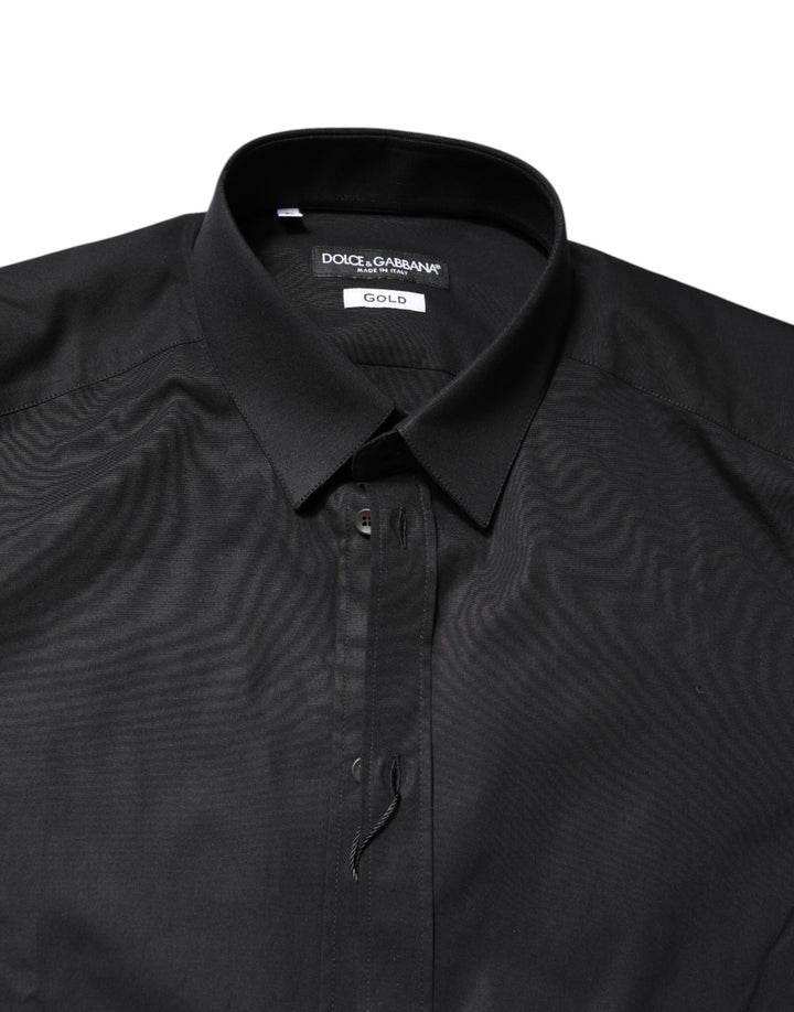 Dolce & Gabbana Black GOLD Cotton Long Sleeves Dress Shirt